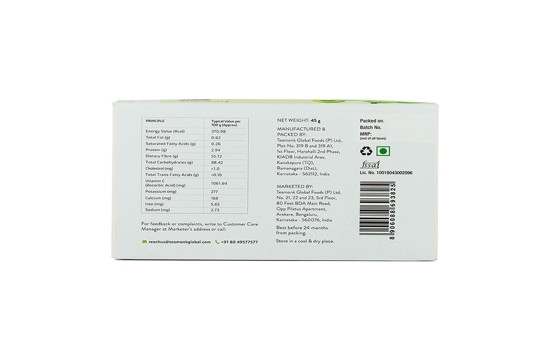 Teamonk Global Herbal Infusion Amla Detox   Pack  45 grams